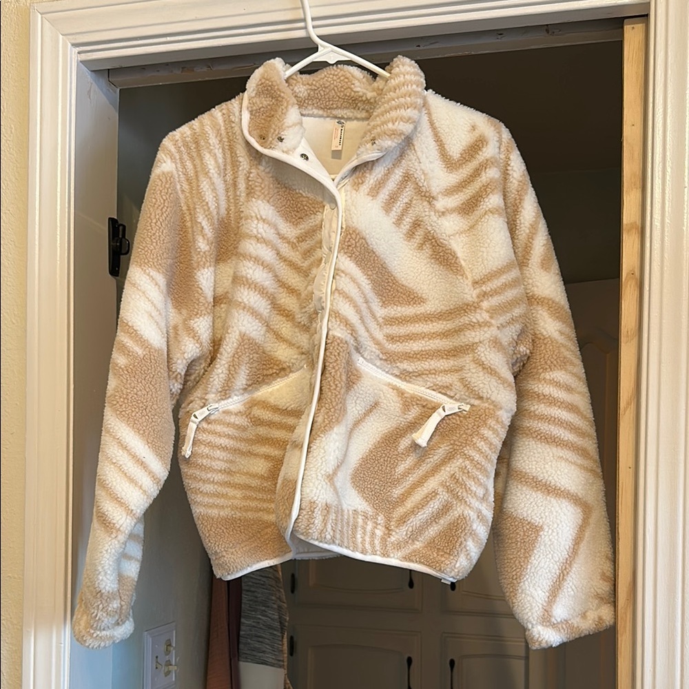 Free People Geometric Fleece Snap Up Jacket Size S